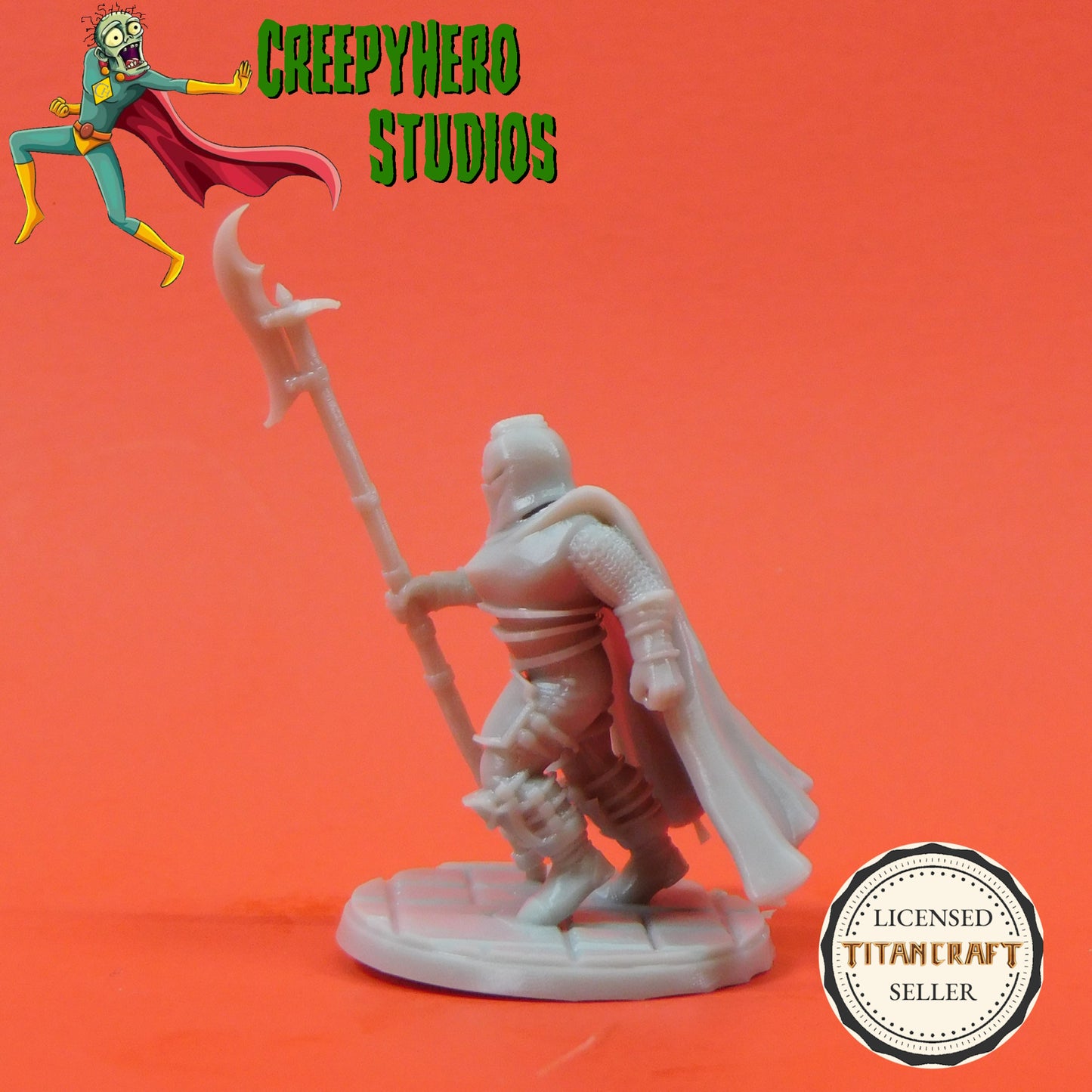 3D Resin Printed 28mm Scale Fantasy Dwarven Guard with Pole Arm Advancing Miniature