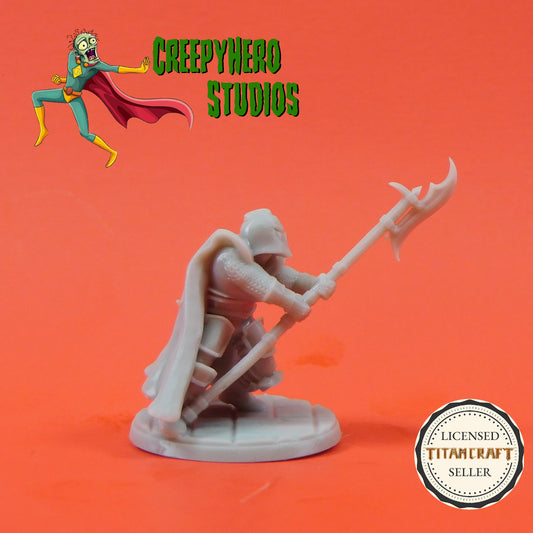 3D Resin Printed 28mm Scale Fantasy Dwarven Guard with Pole Arm Readied Miniature