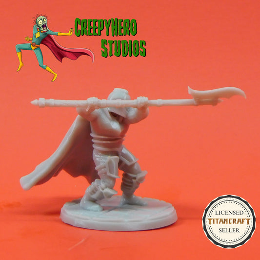 3D Resin Printed 28mm Scale Fantasy Dwarven Guard with Pole Arm Thrusting Miniature