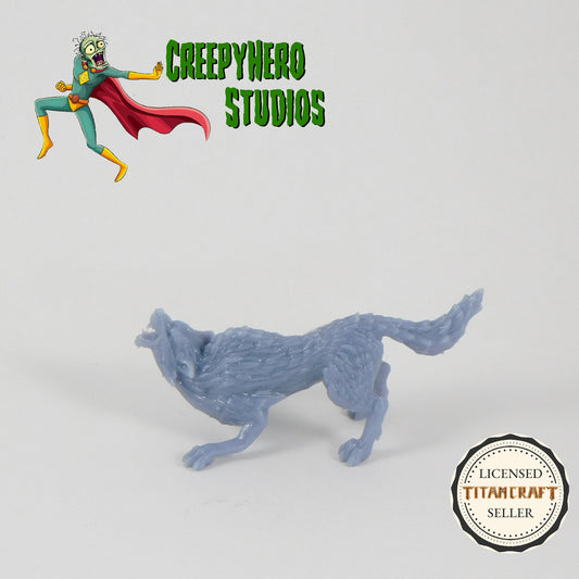 3D Resin Printed 28mm Scale Fantasy Dire Wolf Crouching Miniature