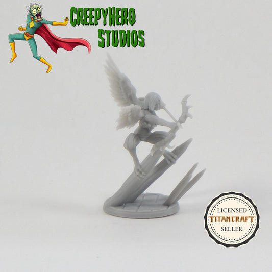 3D Resin Printed 28mm Scale Fantasy Harpy on Spike with bow Miniature