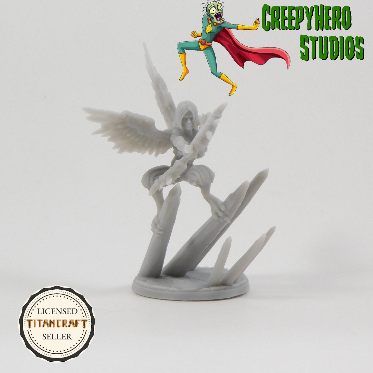 3D Resin Printed 28mm Scale Fantasy Harpy on Spike with bow Miniature