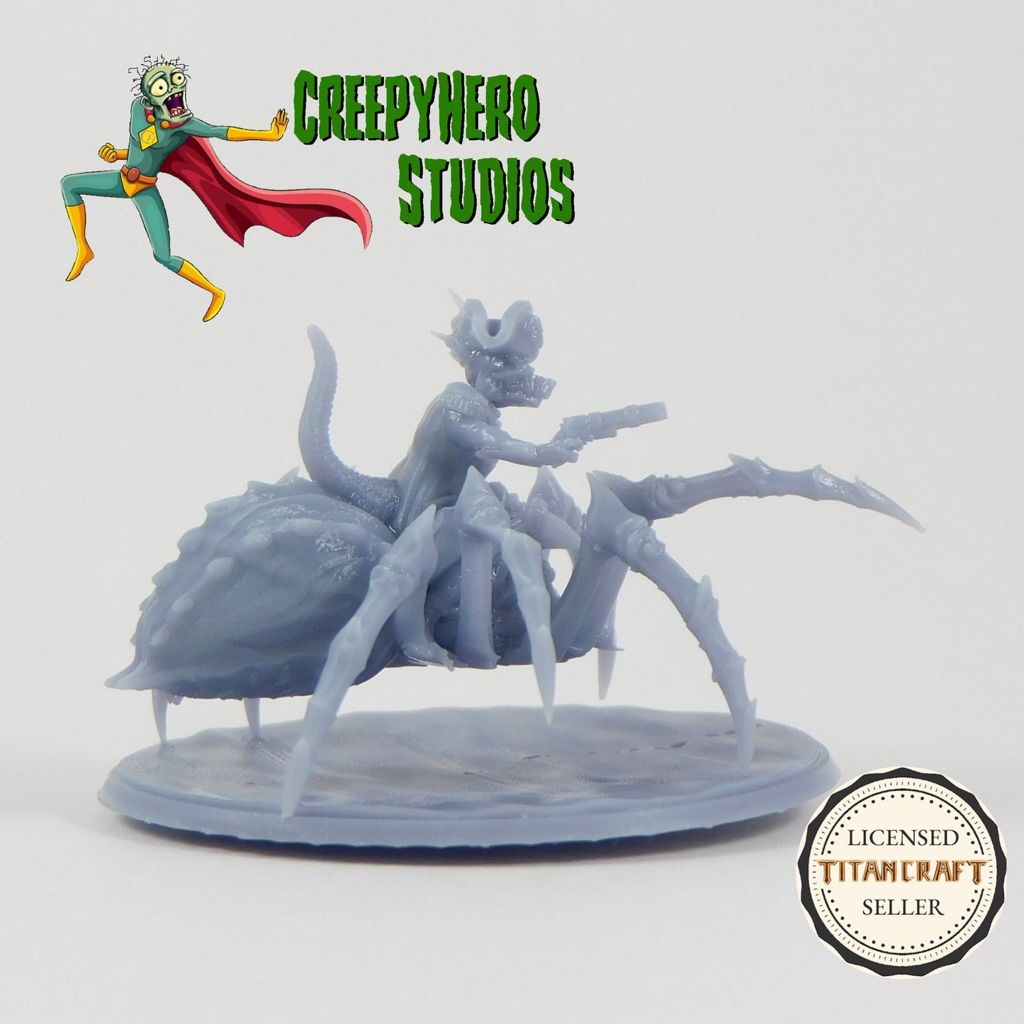 3D Resin Printed 28mm Scale Goblin Pirate riding giant Spider Miniature