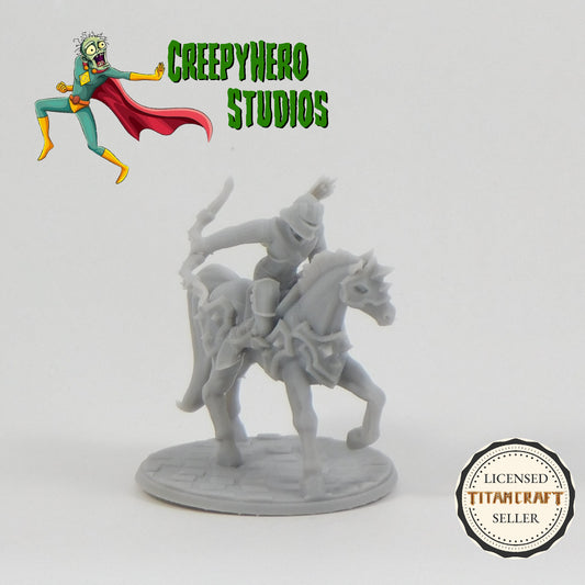 3D Resin Printed 28mm Scale Mounted Knight with Bow Miniature