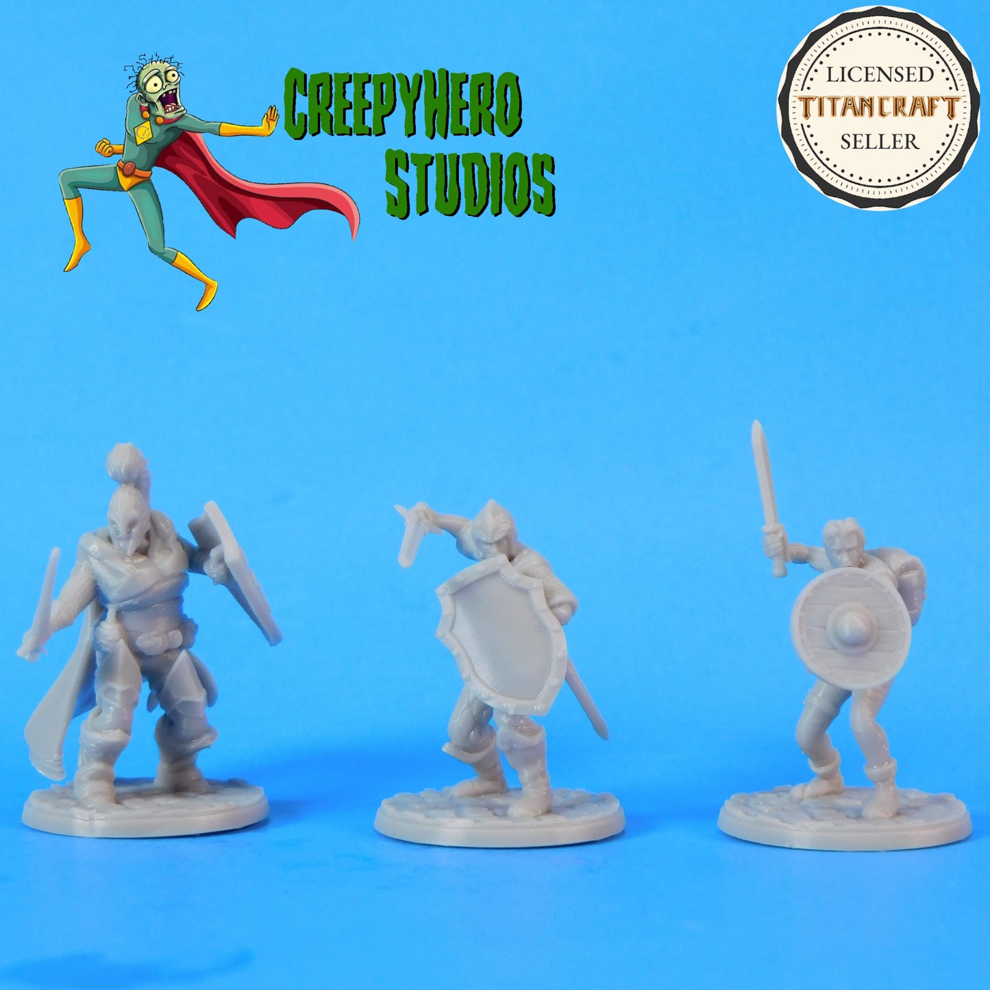 3D Resin Printed 28mm Scale Fantasy Three Levels of Human Fighter Miniatures